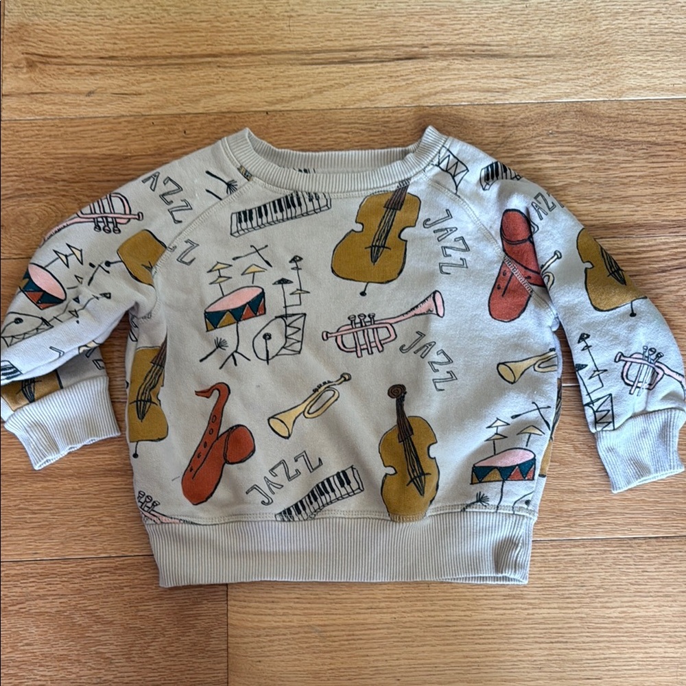 Gray and Red Musical Instrument Hoodie